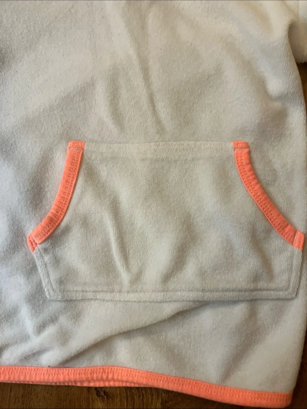 White Hooded Girls swim cover up terry cloth Coral Trim Oshkosh 2t